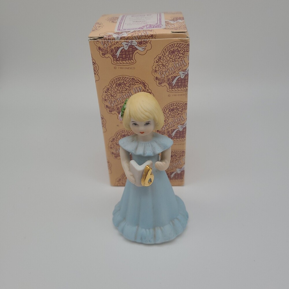 VTG 1981 Enesco Growing Up Birthday Girls Age 6 Blonde Figurine In Box E-2306